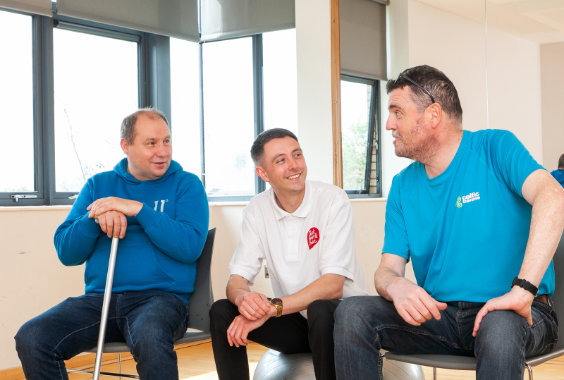 <p>Cecil, Andy Bell, NICHS Care Services Co-ordinator, and John Power</p>